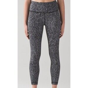 Lululemon High Times Pant Luon Suited Jacquard Black&White Women Leggings Sze10